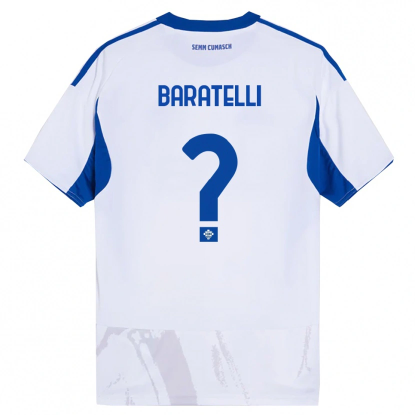 Danxen Børn Mattia Baratelli #0 Hvid Blå Udebane Spillertrøjer 2025/26 Trøje T-Shirt