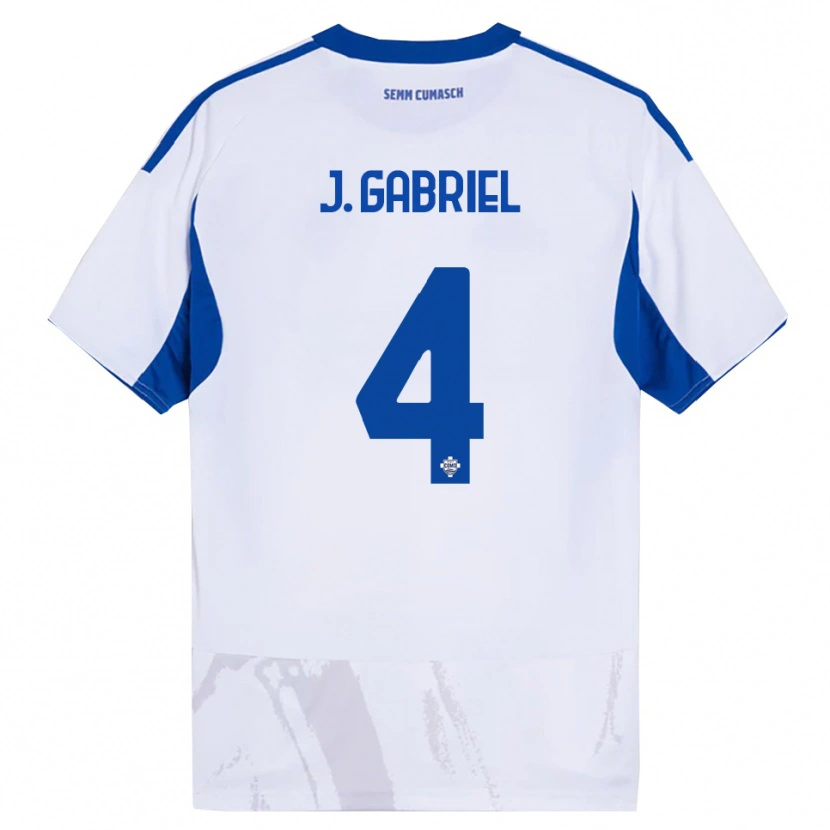 Danxen Børn João Gabriel #4 Hvid Blå Udebane Spillertrøjer 2025/26 Trøje T-Shirt
