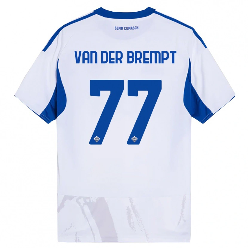Danxen Børn Ignace Van Der Brempt #77 Hvid Blå Udebane Spillertrøjer 2025/26 Trøje T-Shirt