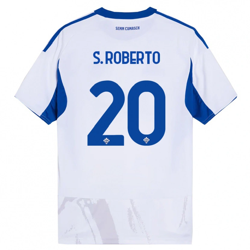 Danxen Børn Sergi Roberto #20 Hvid Blå Udebane Spillertrøjer 2025/26 Trøje T-Shirt