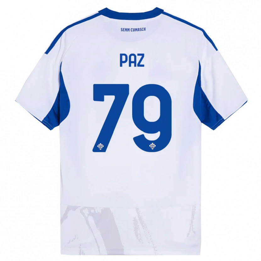Danxen Børn Nico Paz #79 Hvid Blå Udebane Spillertrøjer 2025/26 Trøje T-Shirt