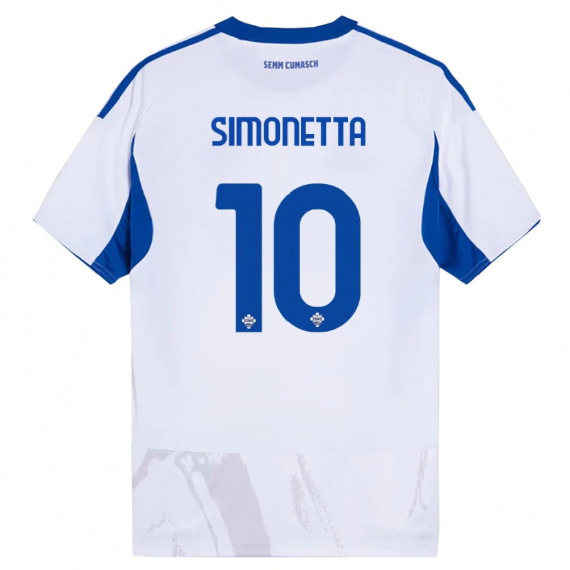 Danxen Børn Jacopo Simonetta #10 Hvid Blå Udebane Spillertrøjer 2025/26 Trøje T-Shirt