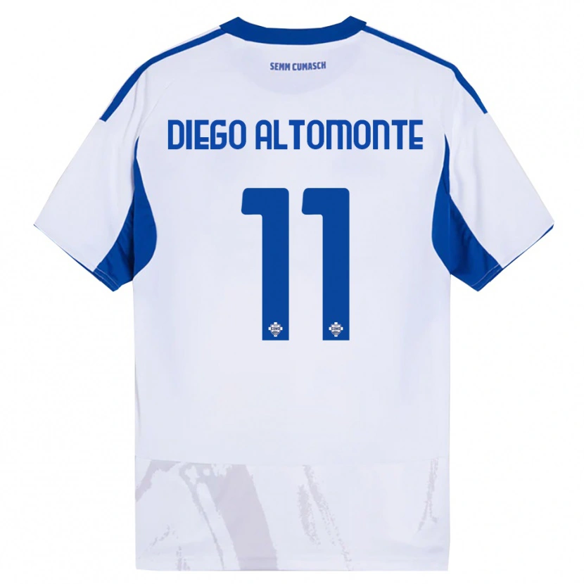 Danxen Børn Thomas Diego Altomonte #11 Hvid Blå Udebane Spillertrøjer 2025/26 Trøje T-Shirt