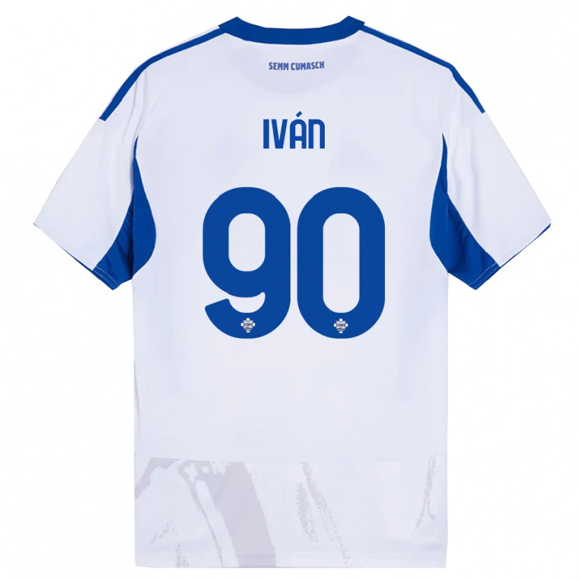 Danxen Børn Iván Azón #90 Hvid Blå Udebane Spillertrøjer 2025/26 Trøje T-Shirt