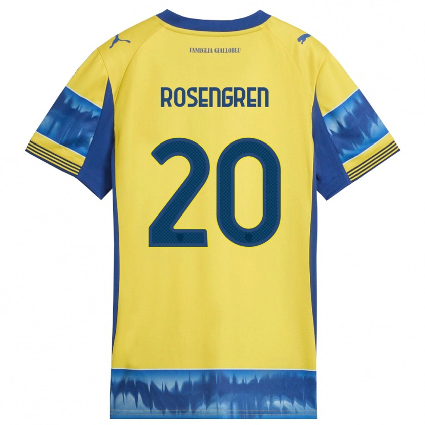 Danxen Børn Lukas Rosengren #20 Gul Blå Udebane Spillertrøjer 2025/26 Trøje T-Shirt