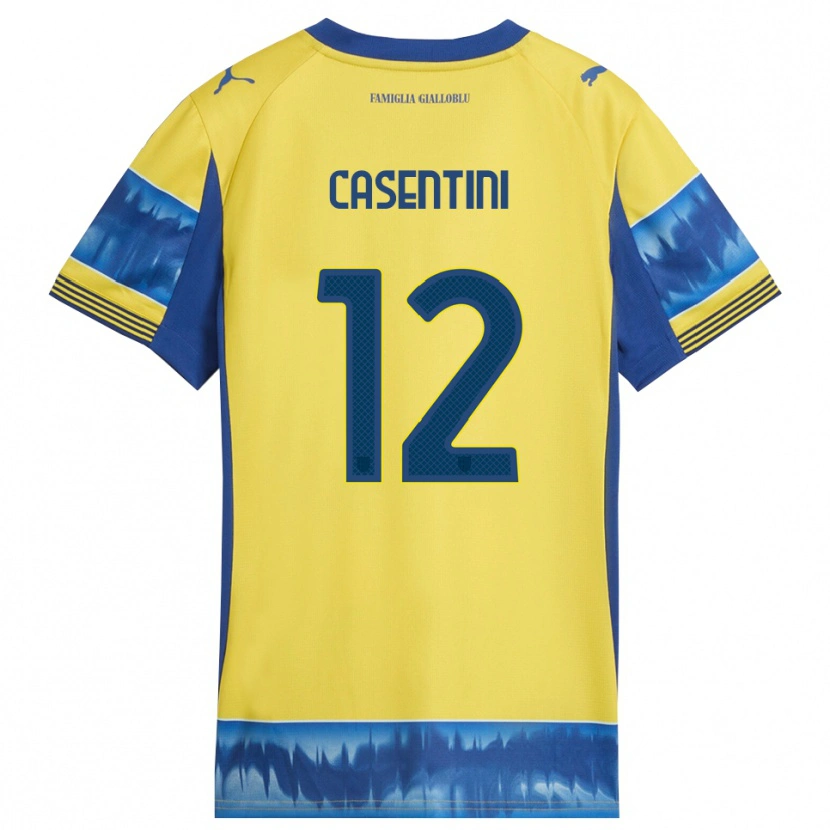 Danxen Børn Gabriele Casentini #12 Gul Blå Udebane Spillertrøjer 2025/26 Trøje T-Shirt