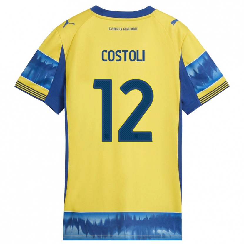 Danxen Børn Luca Costoli #12 Gul Blå Udebane Spillertrøjer 2025/26 Trøje T-Shirt