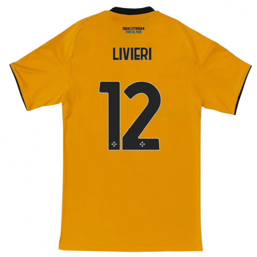 Danxen Børn Alessandro Livieri #12 Orange Blå Udebane Spillertrøjer 2025/26 Trøje T-Shirt
