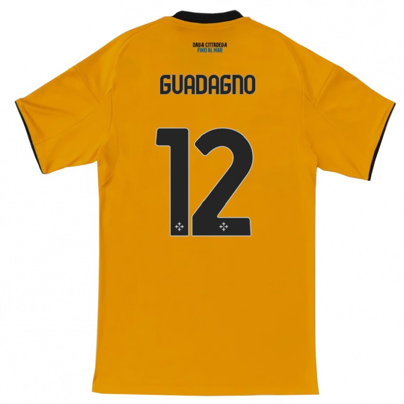 Danxen Børn Johan Guadagno #12 Orange Blå Udebane Spillertrøjer 2025/26 Trøje T-Shirt
