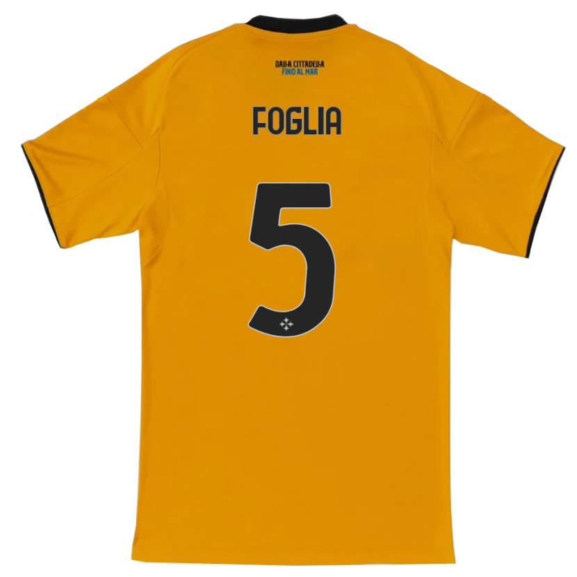 Danxen Børn Lorenzo Foglia #5 Orange Blå Udebane Spillertrøjer 2025/26 Trøje T-Shirt