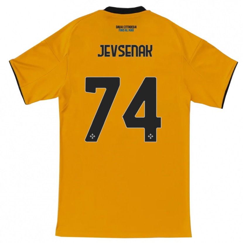 Danxen Børn Žan Jevšenak #74 Orange Blå Udebane Spillertrøjer 2025/26 Trøje T-Shirt