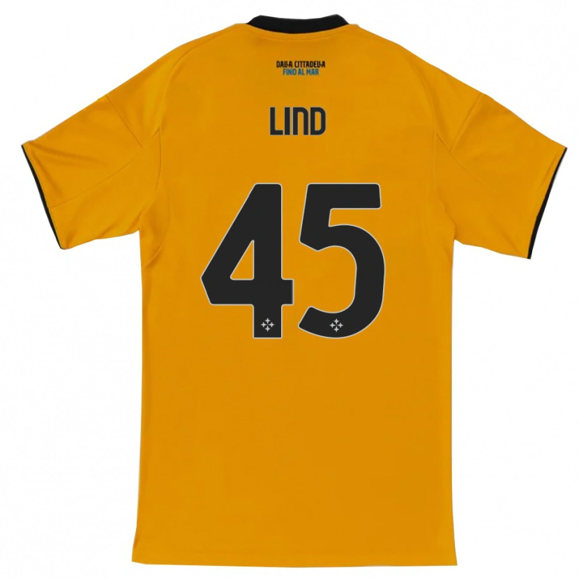 Danxen Børn Alexander Lind #45 Orange Blå Udebane Spillertrøjer 2025/26 Trøje T-Shirt