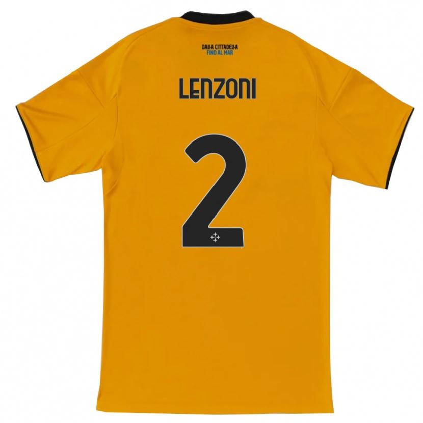 Danxen Børn Samuele Lenzoni #2 Orange Blå Udebane Spillertrøjer 2025/26 Trøje T-Shirt