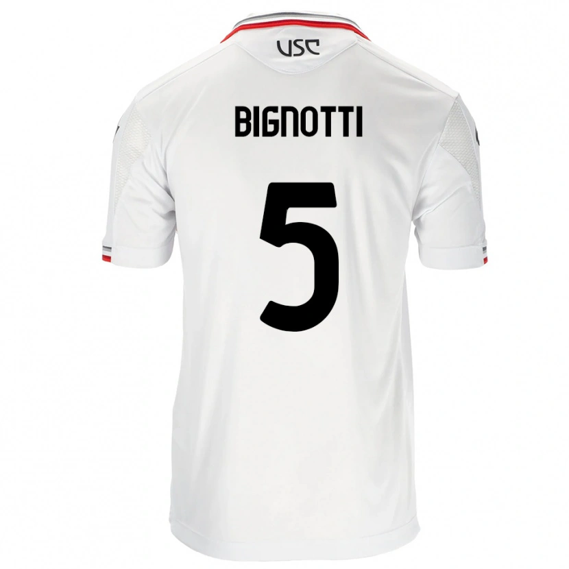 Danxen Børn Francesco Bignotti #5 Hvid Rød Udebane Spillertrøjer 2025/26 Trøje T-Shirt