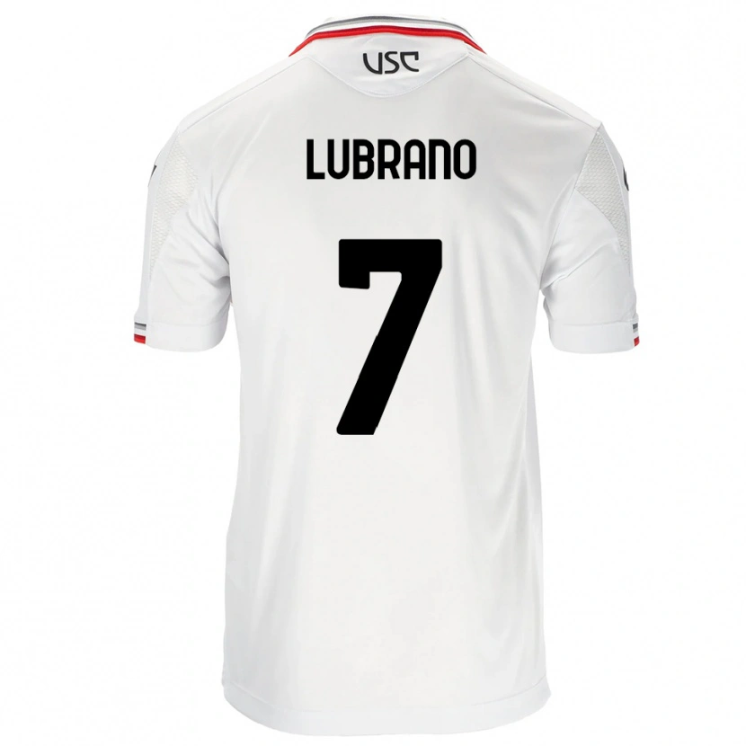 Danxen Børn Antonio Lubrano #7 Hvid Rød Udebane Spillertrøjer 2025/26 Trøje T-Shirt