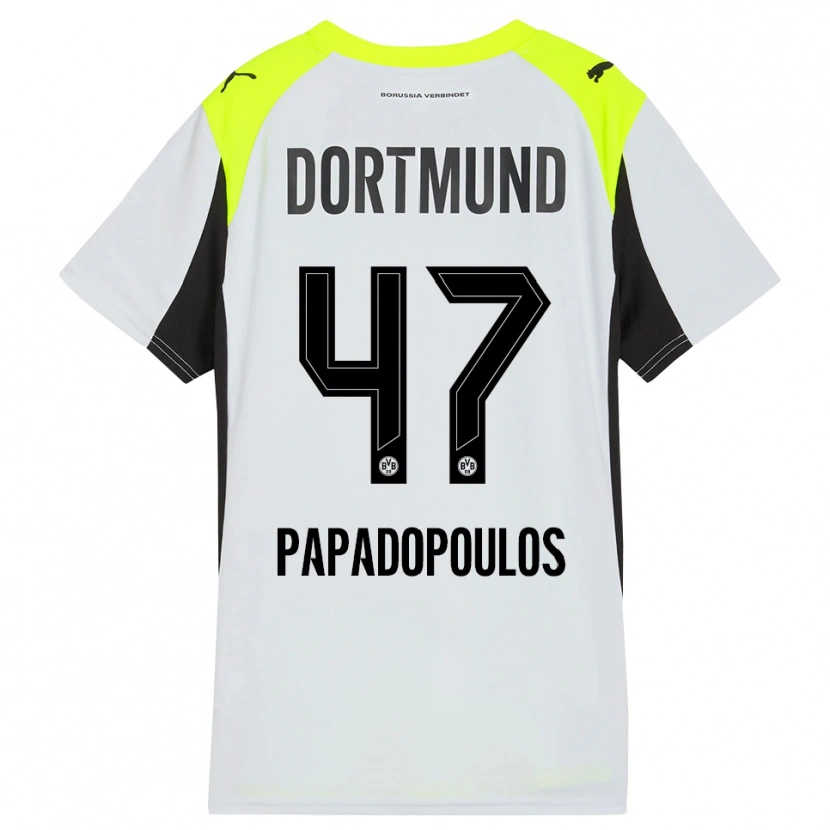 Danxen Børn Antonios Papadopoulos #47 Fluorescerende Gul Udebane Spillertrøjer 2025/26 Trøje T-Shirt