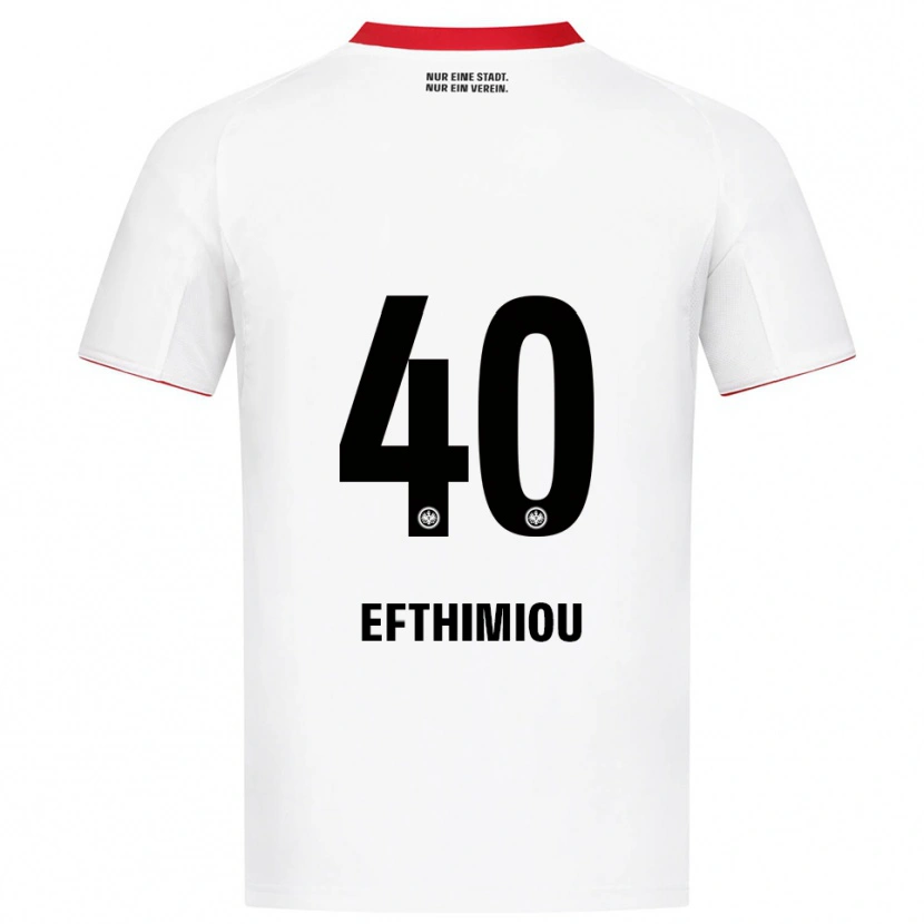 Danxen Børn Sissis Efthimiou #40 Hvid Rød Udebane Spillertrøjer 2025/26 Trøje T-Shirt