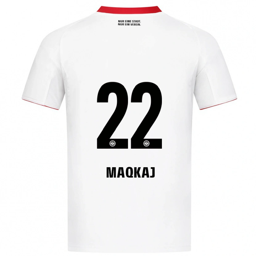 Danxen Børn Dritan Maqkaj #22 Hvid Rød Udebane Spillertrøjer 2025/26 Trøje T-Shirt