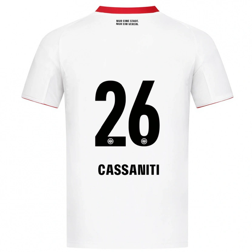 Danxen Børn Nino Cassaniti #26 Hvid Rød Udebane Spillertrøjer 2025/26 Trøje T-Shirt