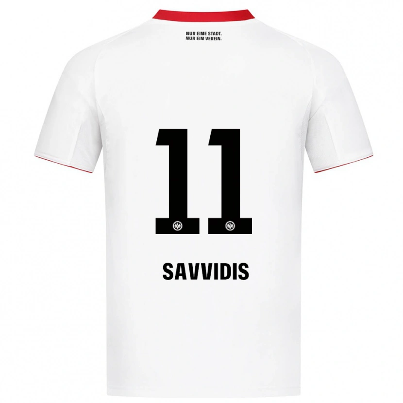 Danxen Børn Rafail Savvidis #11 Hvid Rød Udebane Spillertrøjer 2025/26 Trøje T-Shirt
