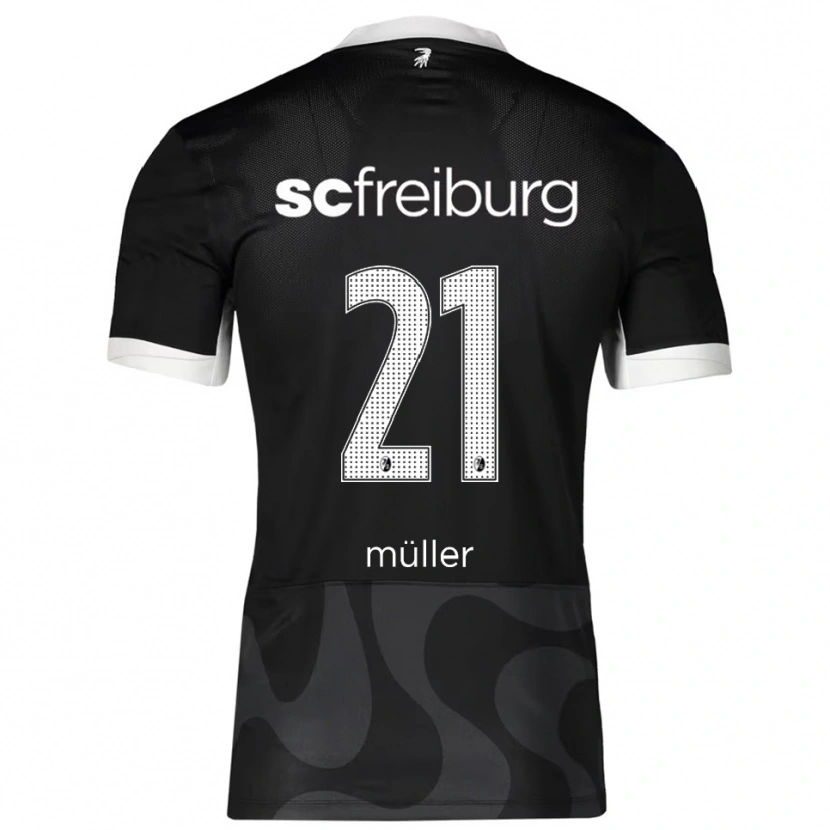 Danxen Børn Florian Müller #21 Sort Hvid Udebane Spillertrøjer 2025/26 Trøje T-Shirt