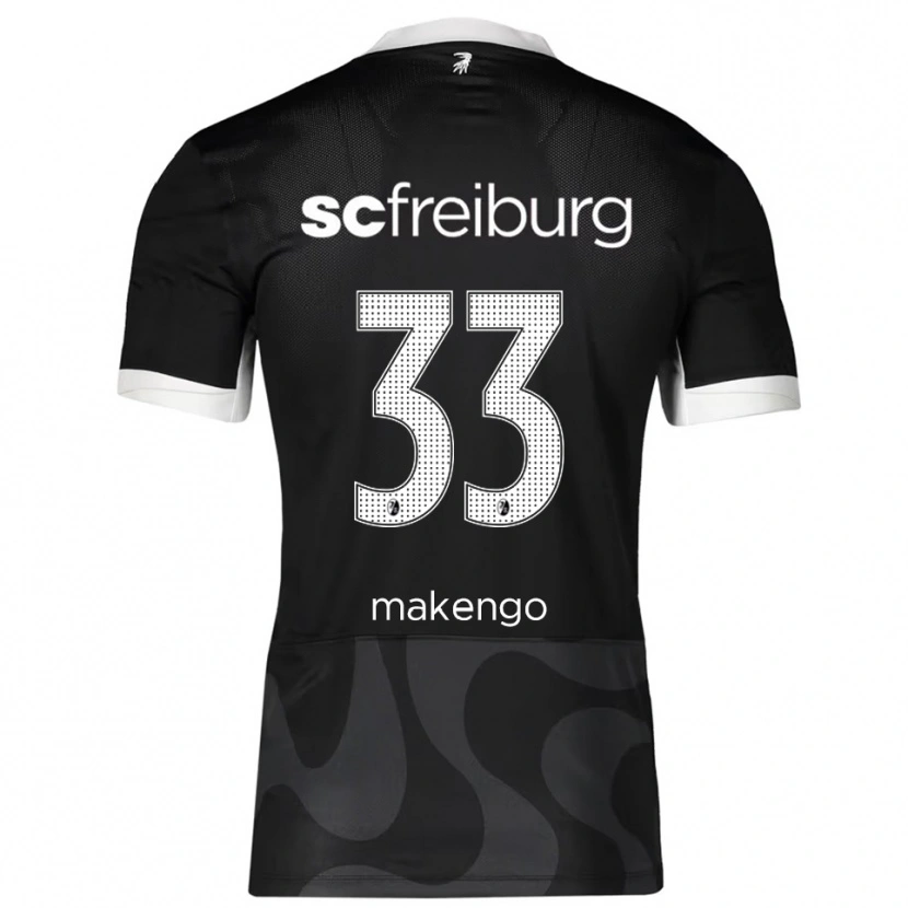 Danxen Børn Jordy Makengo #33 Sort Hvid Udebane Spillertrøjer 2025/26 Trøje T-Shirt
