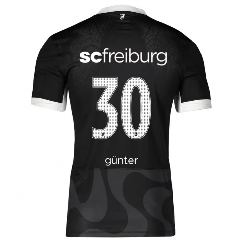 Danxen Børn Christian Günter #30 Sort Hvid Udebane Spillertrøjer 2025/26 Trøje T-Shirt
