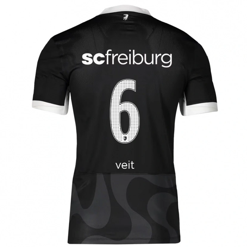 Danxen Børn Jannik Veit #6 Sort Hvid Udebane Spillertrøjer 2025/26 Trøje T-Shirt