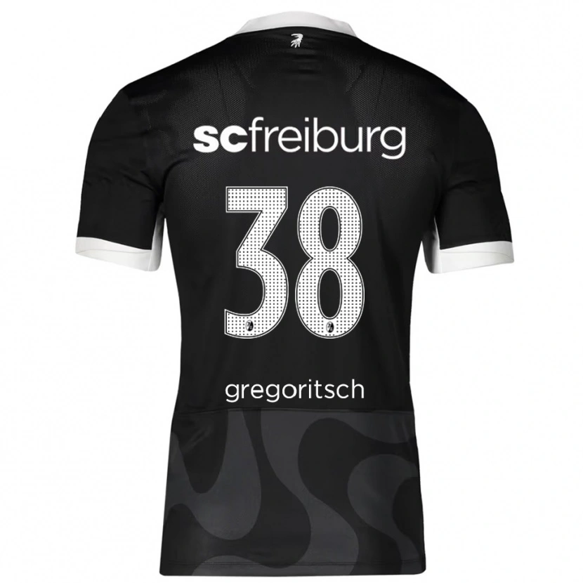 Danxen Børn Michael Gregoritsch #38 Sort Hvid Udebane Spillertrøjer 2025/26 Trøje T-Shirt