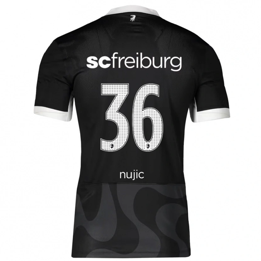Danxen Børn Luka Nujic #36 Sort Hvid Udebane Spillertrøjer 2025/26 Trøje T-Shirt
