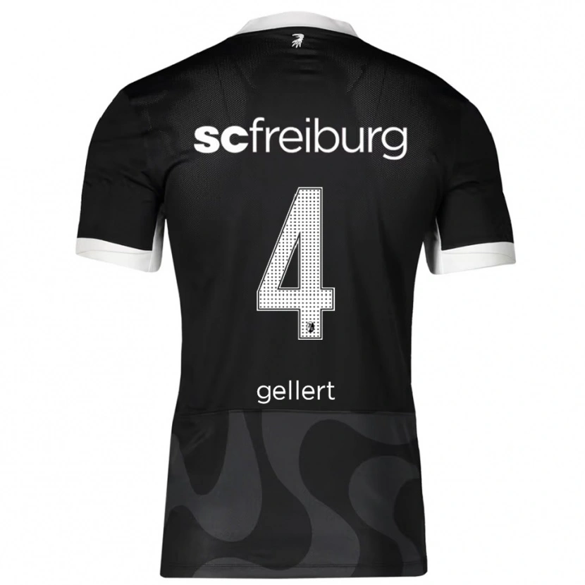Danxen Børn Fabian Gellert #4 Sort Hvid Udebane Spillertrøjer 2025/26 Trøje T-Shirt
