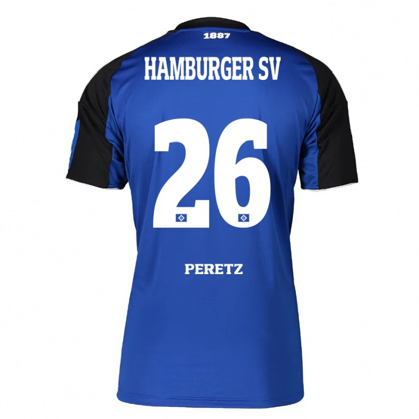 Danxen Børn Daniel Peretz #26 Blå Sort Udebane Spillertrøjer 2025/26 Trøje T-Shirt