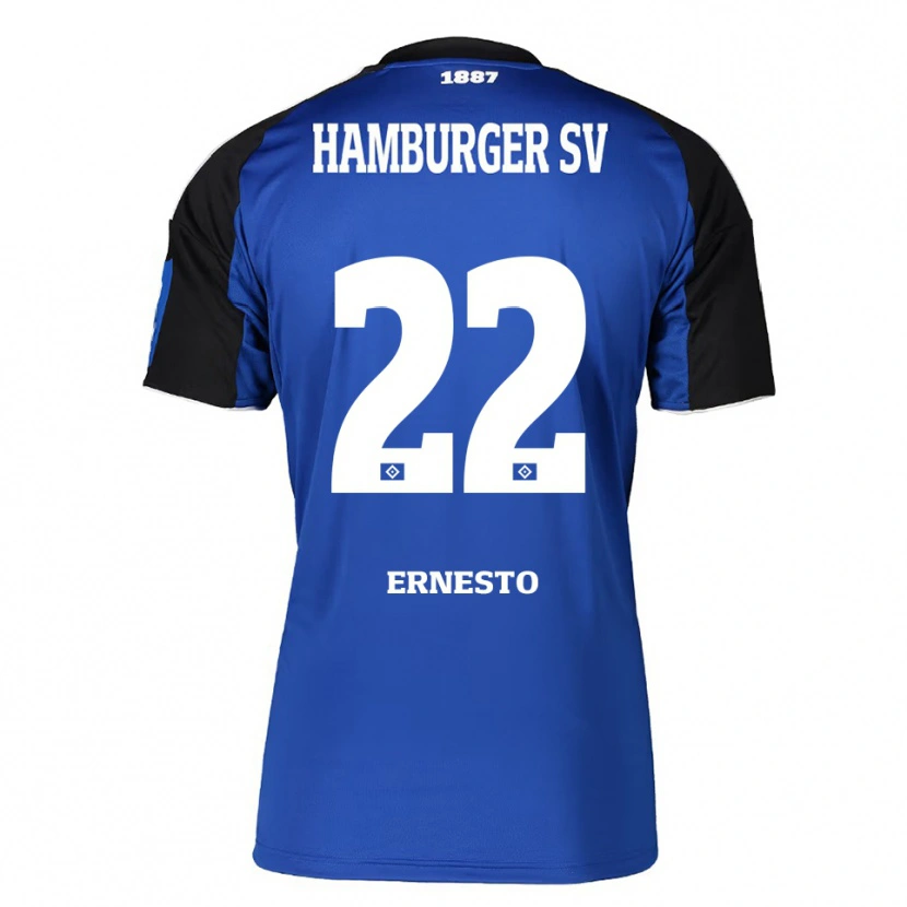 Danxen Børn Jorge Ernesto #22 Blå Sort Udebane Spillertrøjer 2025/26 Trøje T-Shirt