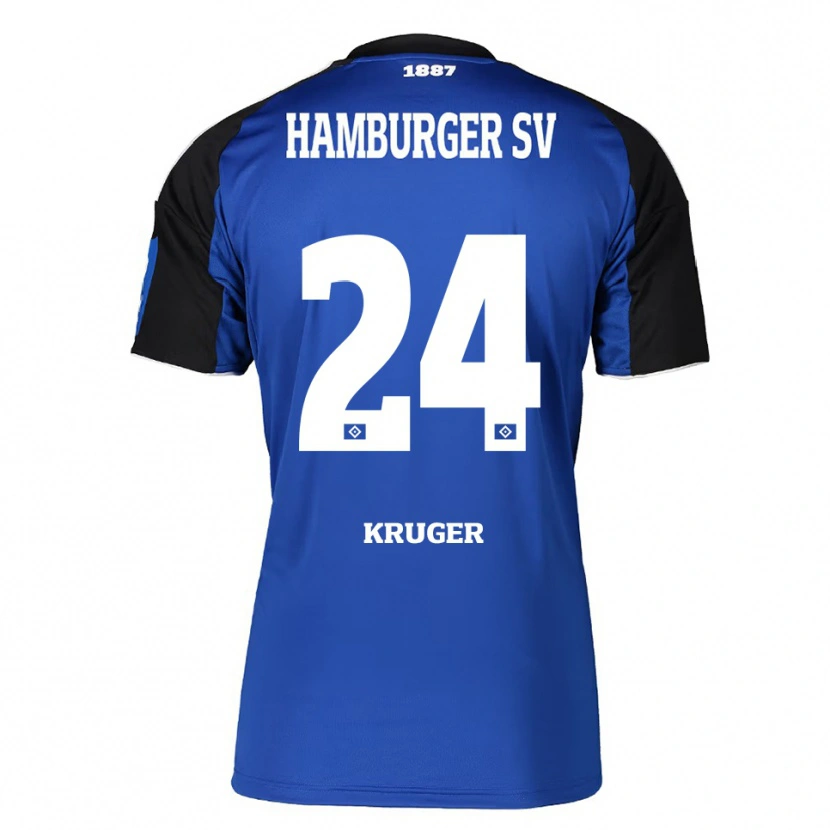 Danxen Børn Artur Krüger #24 Blå Sort Udebane Spillertrøjer 2025/26 Trøje T-Shirt
