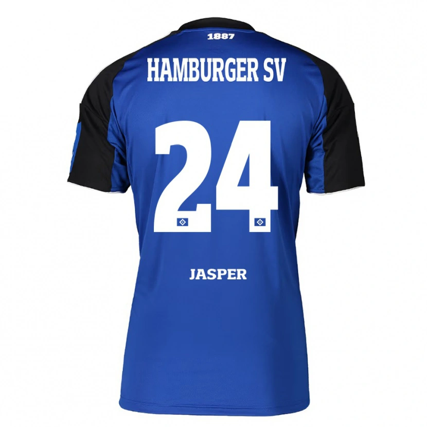 Danxen Børn Jan-Lukas Jasper #24 Blå Sort Udebane Spillertrøjer 2025/26 Trøje T-Shirt