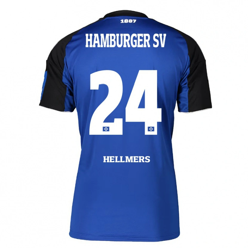 Danxen Børn Maximilian Hellmers #24 Blå Sort Udebane Spillertrøjer 2025/26 Trøje T-Shirt