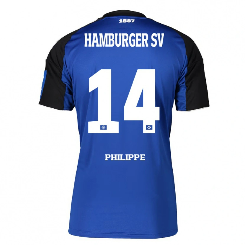 Danxen Børn Rayan Philippe #14 Blå Sort Udebane Spillertrøjer 2025/26 Trøje T-Shirt