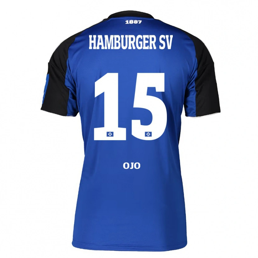 Danxen Børn Kelvin Ojo #15 Blå Sort Udebane Spillertrøjer 2025/26 Trøje T-Shirt