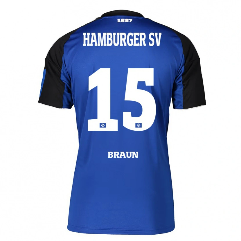 Danxen Børn Jana Braun #15 Blå Sort Udebane Spillertrøjer 2025/26 Trøje T-Shirt