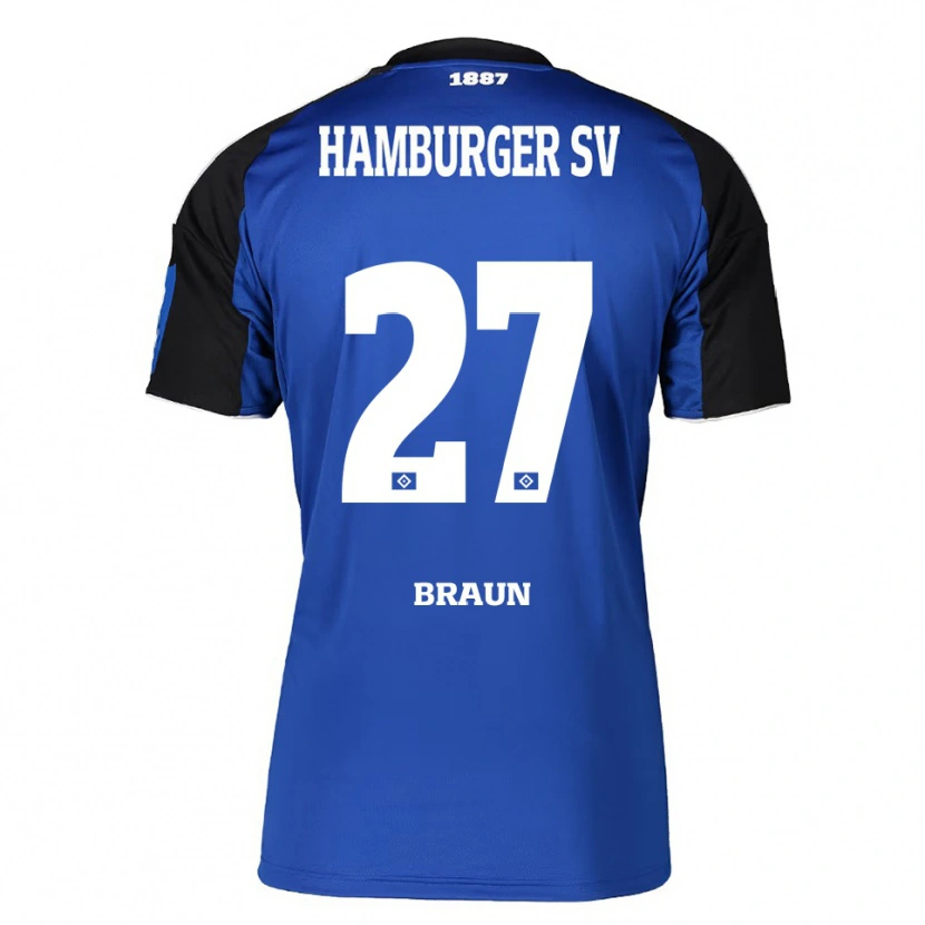 Danxen Børn Elias Braun #27 Blå Sort Udebane Spillertrøjer 2025/26 Trøje T-Shirt