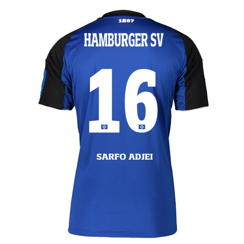 Danxen Børn Maximilian Sarfo-Adjei #16 Blå Sort Udebane Spillertrøjer 2025/26 Trøje T-Shirt