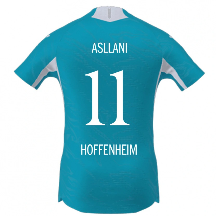 Danxen Børn Fisnik Asllani #11 Lyseblå Udebane Spillertrøjer 2025/26 Trøje T-Shirt