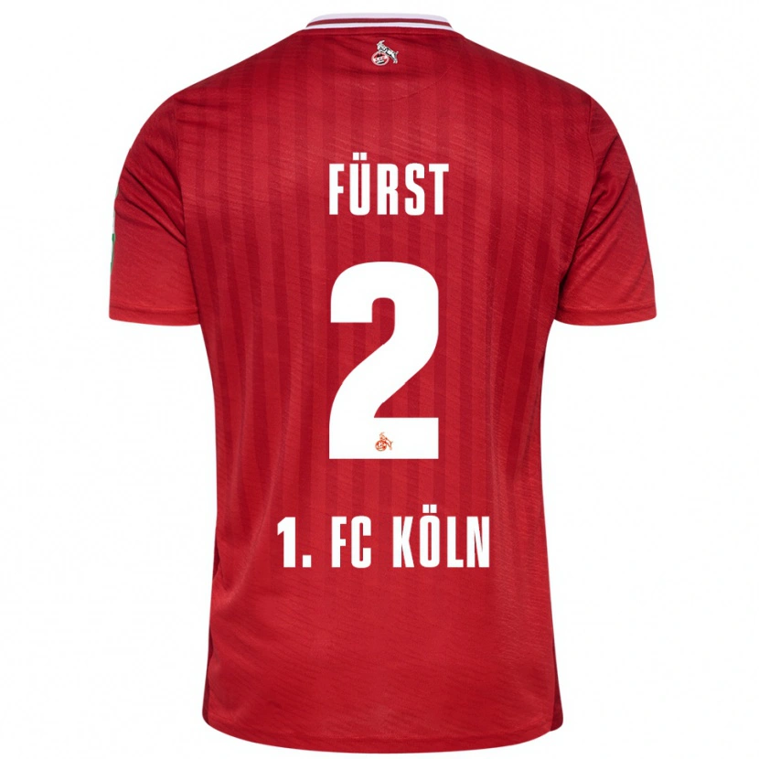 Danxen Børn David Fürst #2 Rød Hvid Udebane Spillertrøjer 2025/26 Trøje T-Shirt