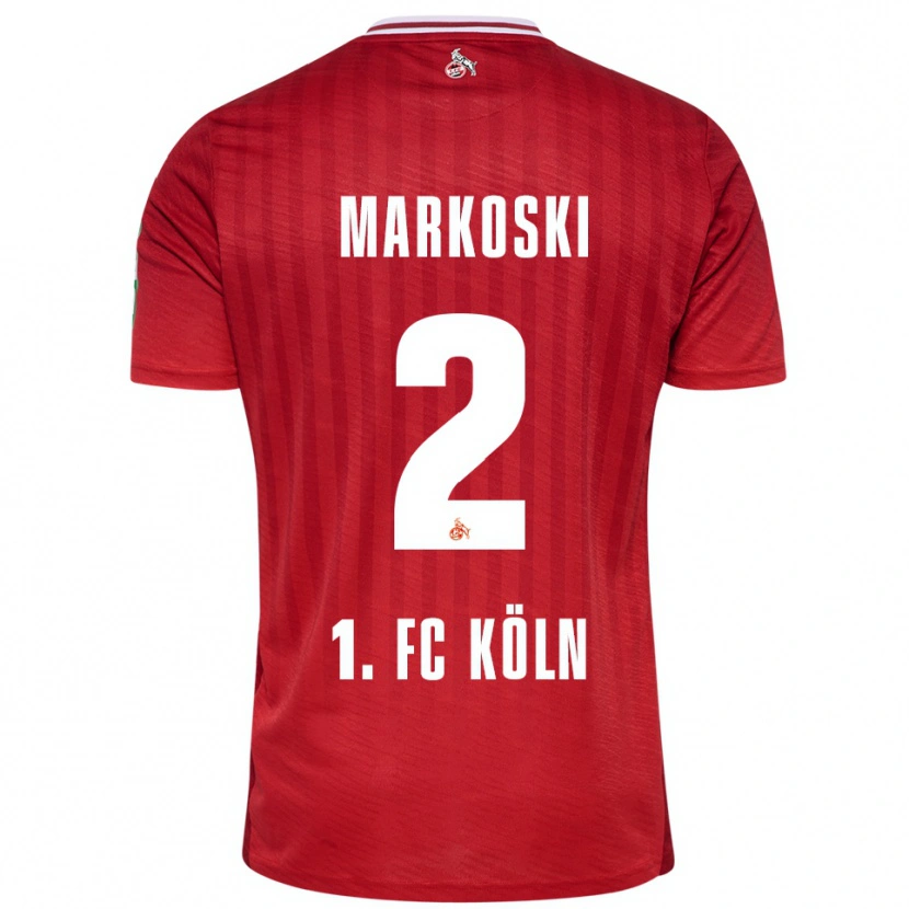 Danxen Børn Kristian Markoski #2 Rød Hvid Udebane Spillertrøjer 2025/26 Trøje T-Shirt