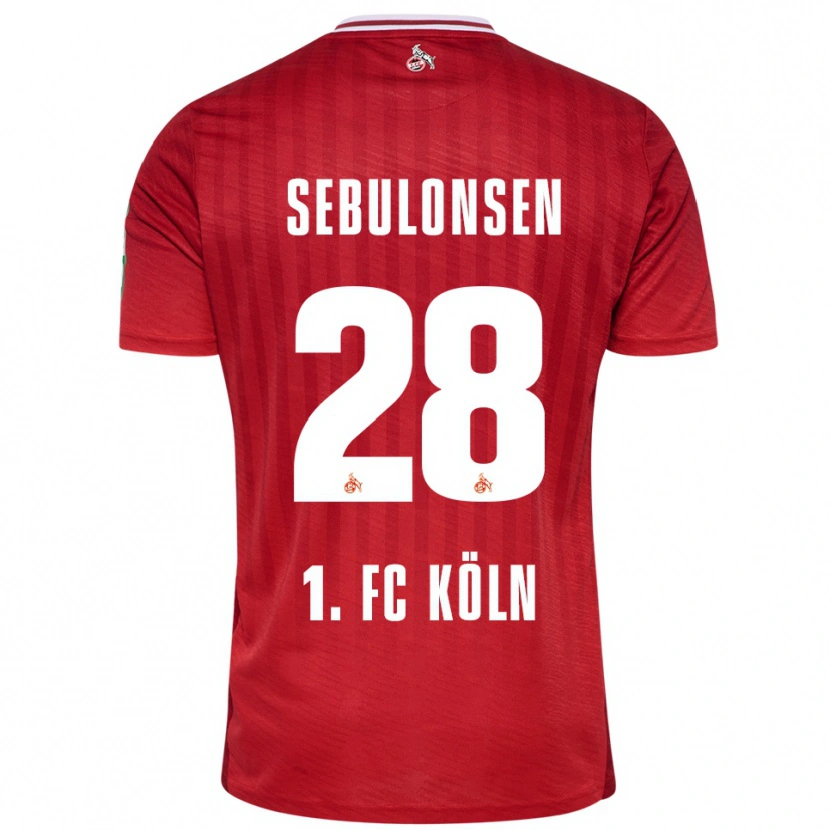 Danxen Børn Sebastian Sebulonsen #28 Rød Hvid Udebane Spillertrøjer 2025/26 Trøje T-Shirt