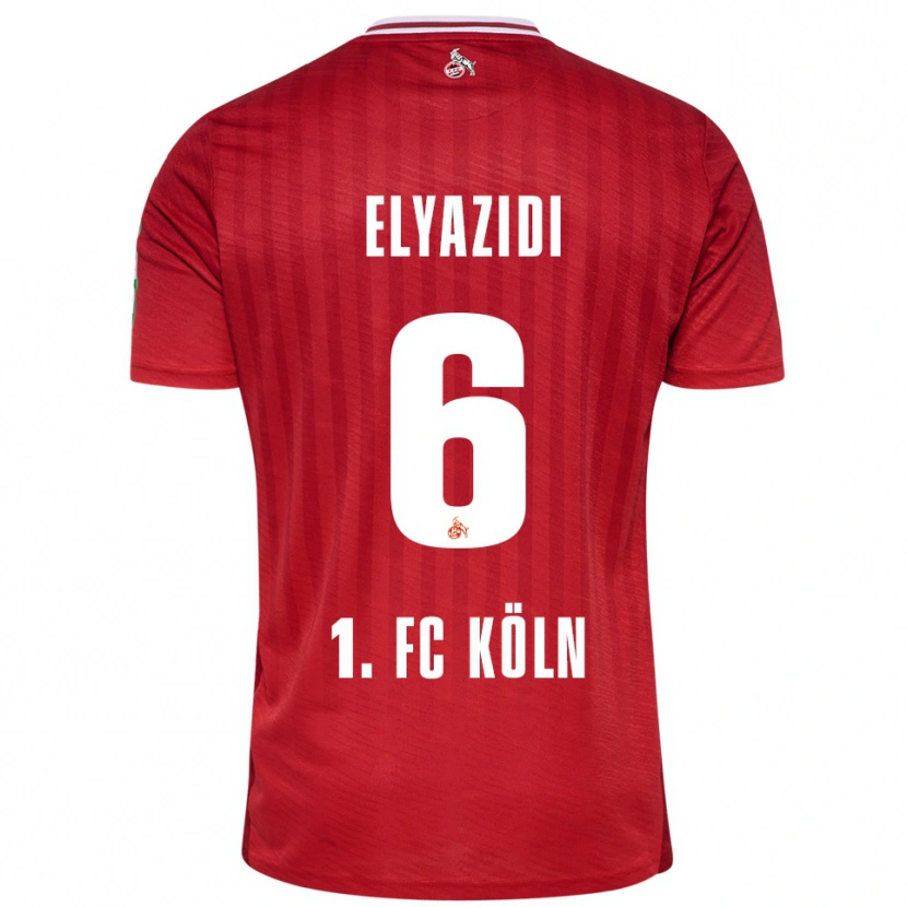 Danxen Børn Ilias Elyazidi #6 Rød Hvid Udebane Spillertrøjer 2025/26 Trøje T-Shirt