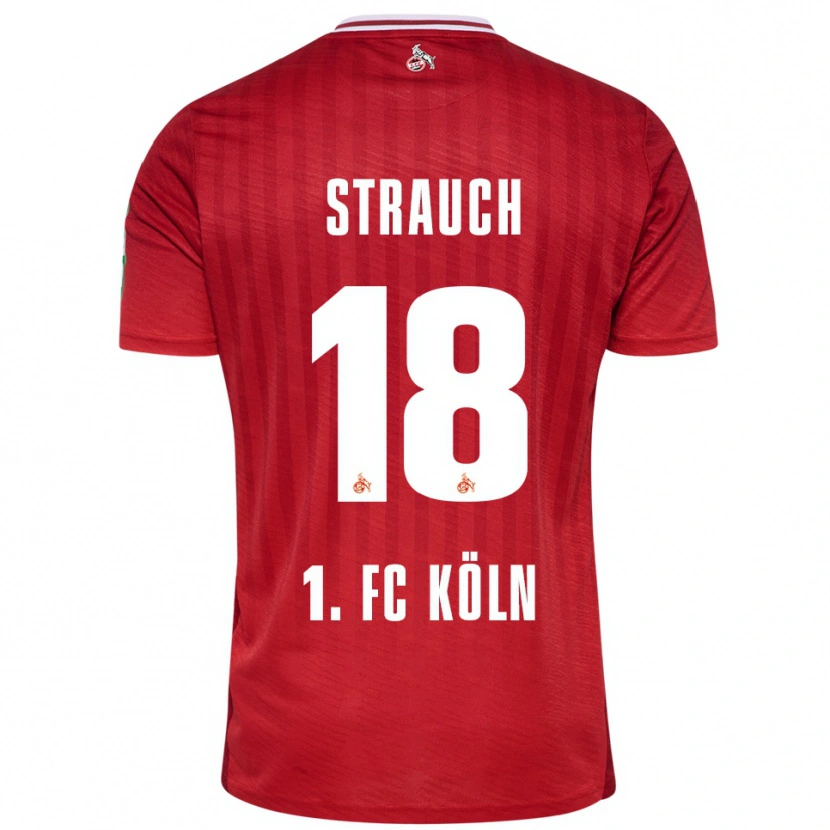 Danxen Børn Georg Strauch #18 Rød Hvid Udebane Spillertrøjer 2025/26 Trøje T-Shirt