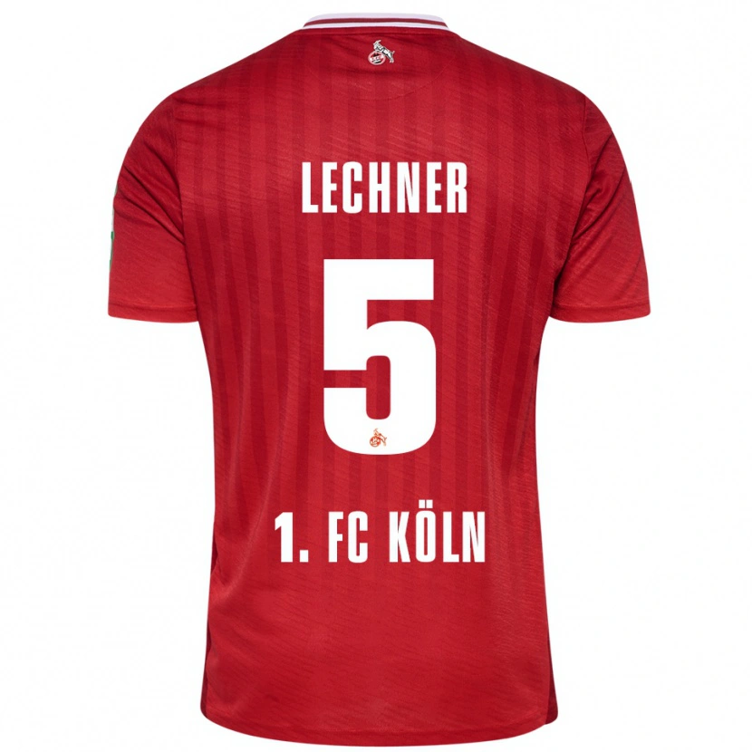 Danxen Børn Luca Lechner #5 Rød Hvid Udebane Spillertrøjer 2025/26 Trøje T-Shirt