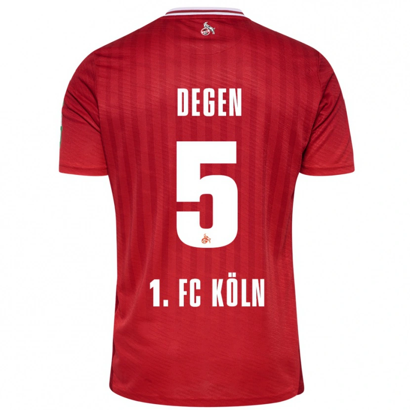 Danxen Børn Celina Degen #5 Rød Hvid Udebane Spillertrøjer 2025/26 Trøje T-Shirt