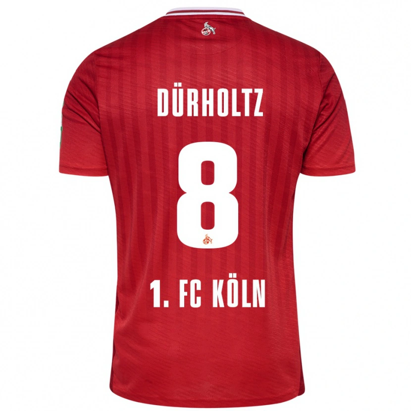 Danxen Børn Luca Dürholtz #8 Rød Hvid Udebane Spillertrøjer 2025/26 Trøje T-Shirt
